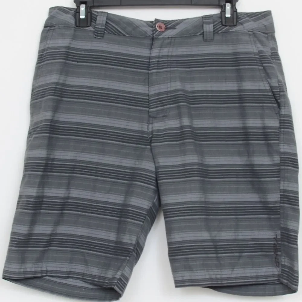 O'Neill Men's Dark Grey Stripe Board Shorts Pockets Size 32